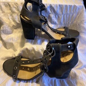 Sam Edelman 10-1/2 Grey Suede Heeled Sandals